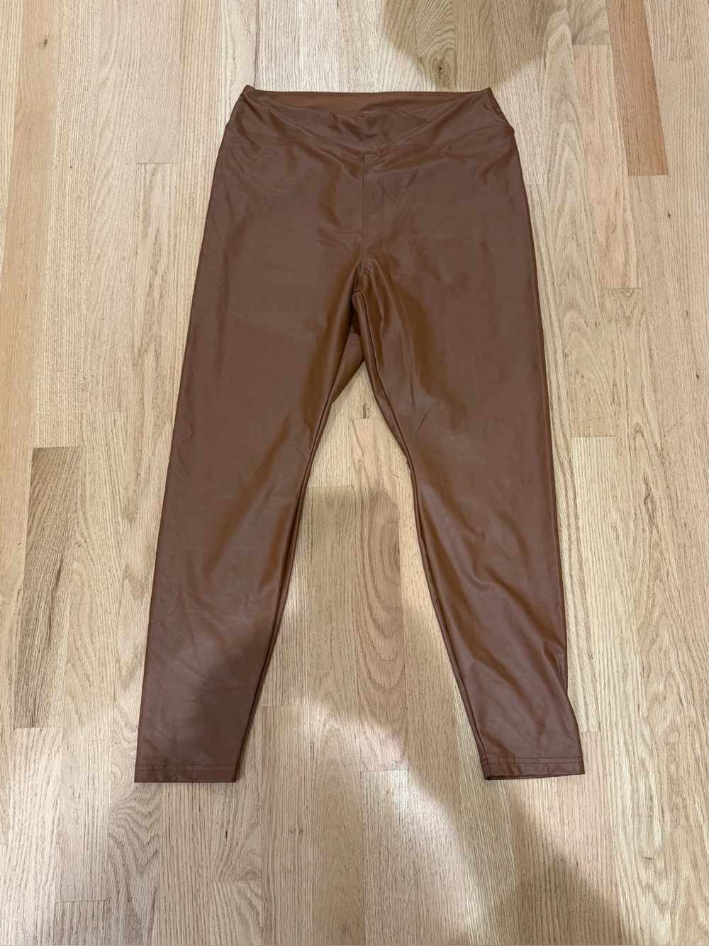 Women’s Brown Faux-Leather Leggings